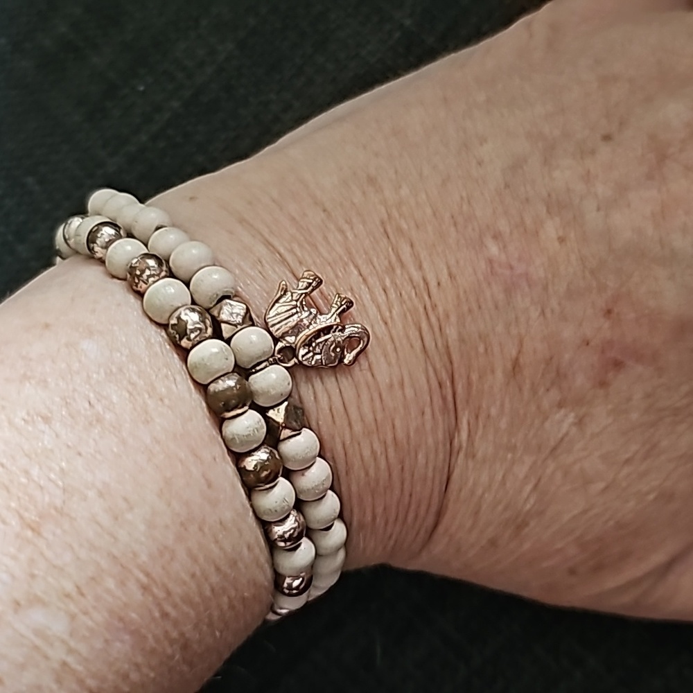 Beaded Bracelets, One with an Elephant Charm Box A/2
